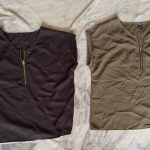 Black and Olive Zip-Up Tops